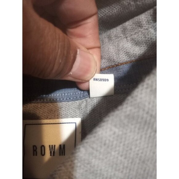 New ROWM men's button down Shirt XL Solid Gray long Sleeve NWT Cotton - Picture 12 of 13